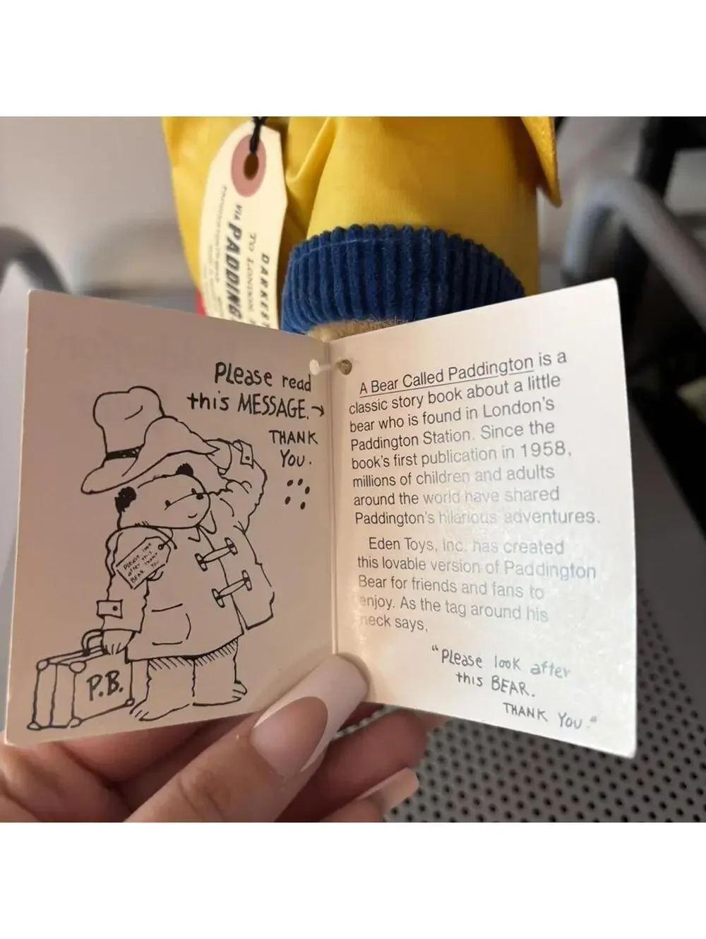 Yellow Paddington Bear plushie